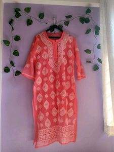 Coral Chikankari Kurta