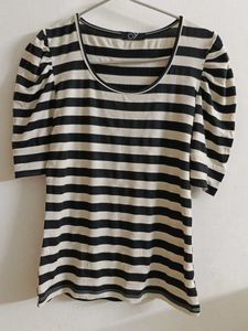 Striped Puff Sleeve Top