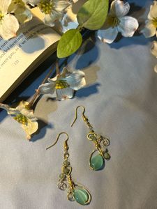 Dangling Gold &amp; Green Earrings