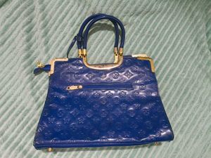 SUSEN Blue Patterned Leather Satchel