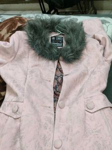Pink Coat with Fur Collar