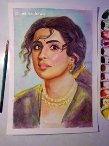 Watercolor Portrait Painting On A4 Sheet