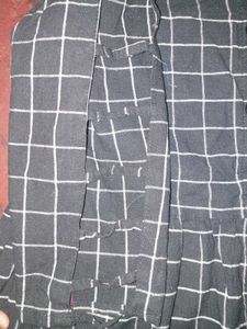 XL Gray &amp; White Checkered Blouse
