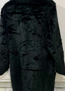 Stylish Black Furry Coat