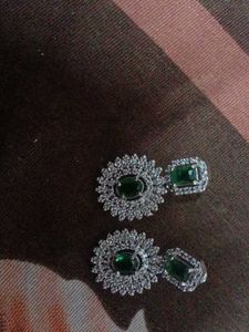 Emerald & Silver Statement Earrings