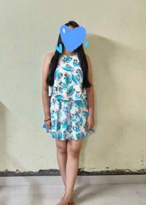 Mini Skirt And Tie Back Top