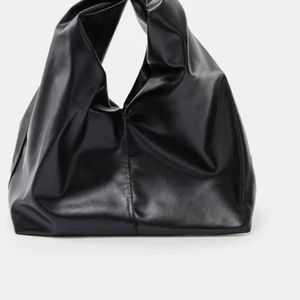 Black Faux Leather Shoulder Bag