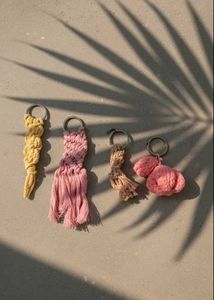 4 Macrame and tulip Keychain Set