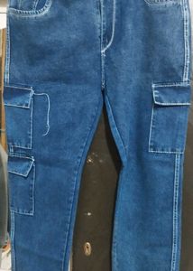 Blue Denim Cargo Pants