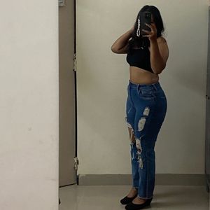 Ribbed Blue Shade Jeans