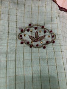 Light Green Saree One Time Used No Stains