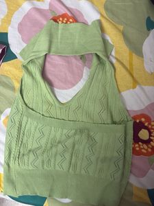 Green Knit Halter Top
