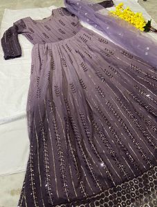 Sequin Ombre Gown With Dupatta
