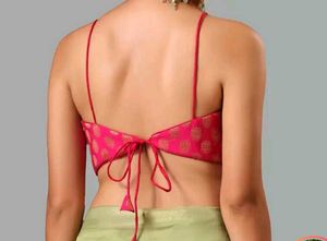 Padded Banarasi Backless Drawstring Blouse