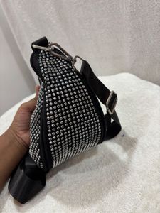 Black Rhinestone Waist Ba