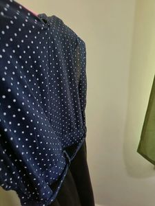 Blue Black Low High Flared Sleeveless Kurthi/Top