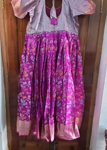 Purple Floral Print Anarkali Dress
