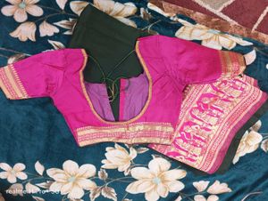 Elegant Green &amp; Pink Silk Saree
