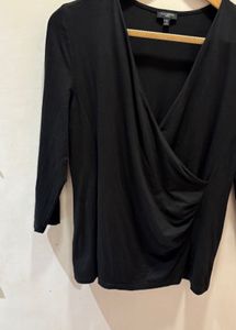 Talbots Black Wrap Top