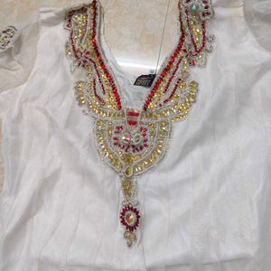 Elegant White Embroidered Anarkali Suit