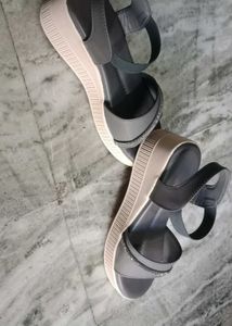 Gray Wedge Sandals