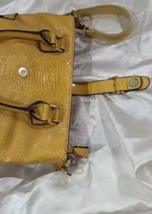 Yellow Snake Print Satchel