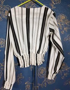 Striped Tie-Back Blouse