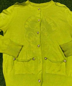 Lime Green Knit Cardigan