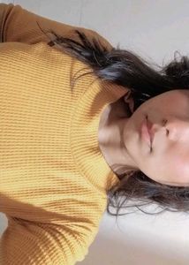 Mustard Round Neck Casual Sweater/ Knit