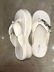 White Platform Pearl Thong Sandals