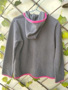 Girls Grey Fleece Zip-Up Hoodie