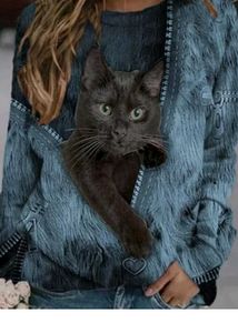 Sweatshirt  3D Print Cat Pattern T-shirt Top Casua