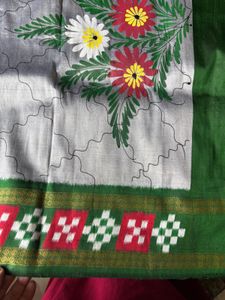 double ikkat pasapali handpainted saree