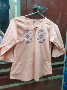 Peach Embroidered Top