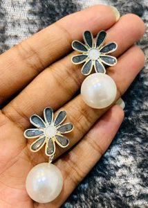 Flower Pearl Drop Earrings