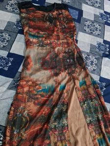 Vintage Print Maxi Dress