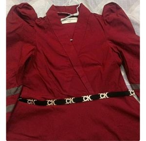 Maroon Dress In Slant Way