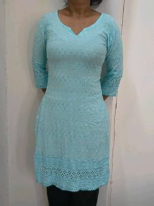 Light Blue Embroidered Kurta