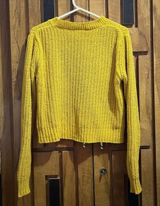 Mustard Knit Heart Sweater