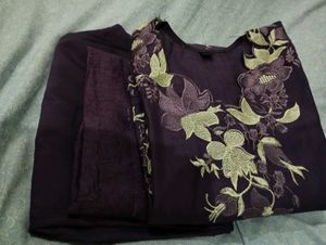 Embroidered 🌸 Purple kurta Set💜🌟