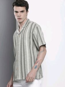 Men Oversized Fit Texture Striped Casual Shirt