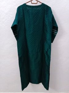 Varanga Green &amp; Silver Toned Yoke Design Straight