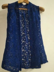 Blue Lace Sleeveless Top