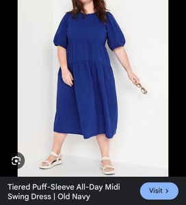 Old Navy Puffed Sleeves Beautiful Blue Dress
