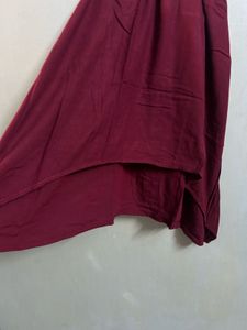 Maroon High-Low Kurti &amp; Printed Palazzo Two-Piece