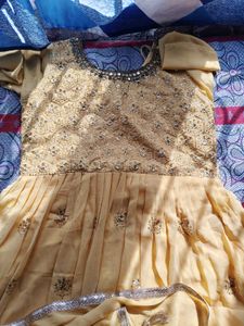 Yellow Gown With Dupatta