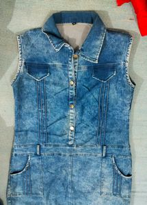Denim Causal Short Midi