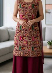 Elegant Embroidered Kurta  plazzo Set