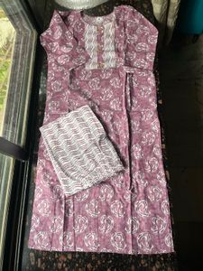 Mauve pink kurta pant set