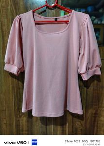Pink Puff Sleeve Top